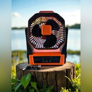 Battery Operated Portable Camping Fan Rechargeable Battery Led Light W 3 Levels